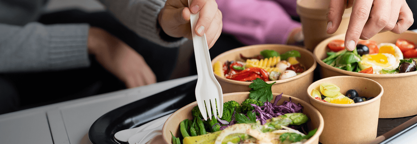 Fibre-based packaging on a table.